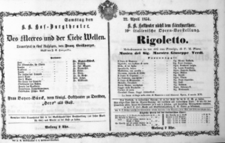 Theaterzettel (Oper und Burgtheater in Wien) 18540422 Seite: 1