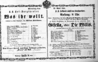 Theaterzettel (Oper und Burgtheater in Wien) 18540423 Seite: 1