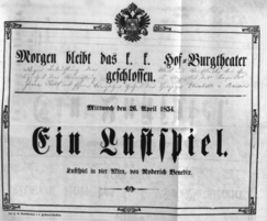 Theaterzettel (Oper und Burgtheater in Wien) 18540426 Seite: 1