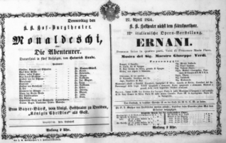 Theaterzettel (Oper und Burgtheater in Wien) 18540427 Seite: 1