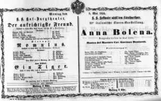 Theaterzettel (Oper und Burgtheater in Wien) 18540508 Seite: 1