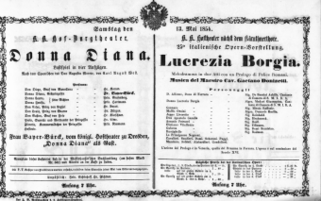 Theaterzettel (Oper und Burgtheater in Wien) 18540513 Seite: 1