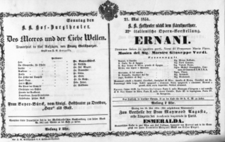 Theaterzettel (Oper und Burgtheater in Wien) 18540521 Seite: 1