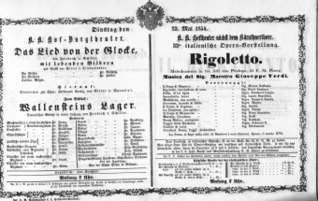 Theaterzettel (Oper und Burgtheater in Wien) 18540523 Seite: 1