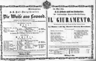 Theaterzettel (Oper und Burgtheater in Wien) 18540524 Seite: 1