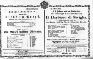 Theaterzettel (Oper und Burgtheater in Wien) 18540525 Seite: 1