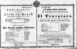 Theaterzettel (Oper und Burgtheater in Wien) 18540526 Seite: 1
