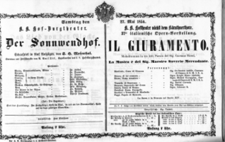 Theaterzettel (Oper und Burgtheater in Wien) 18540527 Seite: 1