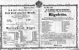 Theaterzettel (Oper und Burgtheater in Wien) 18540528 Seite: 1