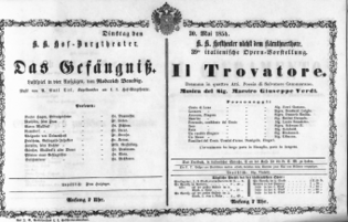 Theaterzettel (Oper und Burgtheater in Wien) 18540530 Seite: 1