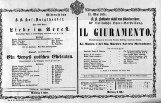 Theaterzettel (Oper und Burgtheater in Wien) 18540531 Seite: 1