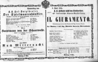 Theaterzettel (Oper und Burgtheater in Wien) 18540608 Seite: 1