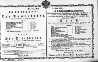 Theaterzettel (Oper und Burgtheater in Wien) 18540609 Seite: 1