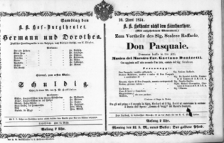 Theaterzettel (Oper und Burgtheater in Wien) 18540610 Seite: 1