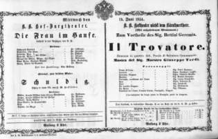 Theaterzettel (Oper und Burgtheater in Wien) 18540614 Seite: 1