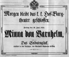 Theaterzettel (Oper und Burgtheater in Wien) 18540616 Seite: 1
