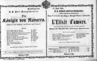 Theaterzettel (Oper und Burgtheater in Wien) 18540617 Seite: 1
