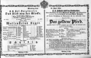 Theaterzettel (Oper und Burgtheater in Wien) 18540619 Seite: 1