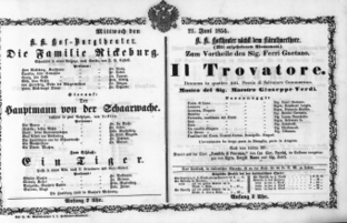 Theaterzettel (Oper und Burgtheater in Wien) 18540621 Seite: 1