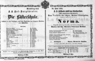 Theaterzettel (Oper und Burgtheater in Wien) 18540624 Seite: 1