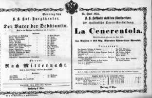 Theaterzettel (Oper und Burgtheater in Wien) 18540625 Seite: 1