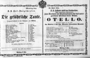 Theaterzettel (Oper und Burgtheater in Wien) 18540626 Seite: 1
