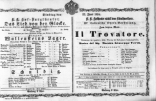 Theaterzettel (Oper und Burgtheater in Wien) 18540627 Seite: 1