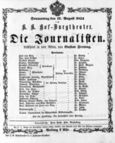 Theaterzettel (Oper und Burgtheater in Wien) 18540817 Seite: 1