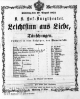 Theaterzettel (Oper und Burgtheater in Wien) 18540819 Seite: 1