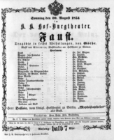 Theaterzettel (Oper und Burgtheater in Wien) 18540820 Seite: 1