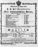 Theaterzettel (Oper und Burgtheater in Wien) 18540821 Seite: 1