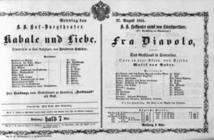 Theaterzettel (Oper und Burgtheater in Wien) 18540827 Seite: 1