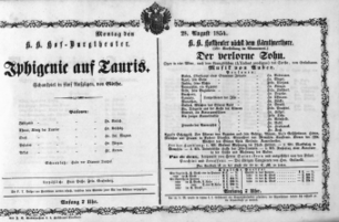 Theaterzettel (Oper und Burgtheater in Wien) 18540828 Seite: 1