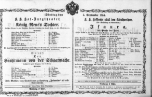 Theaterzettel (Oper und Burgtheater in Wien) 18540905 Seite: 1