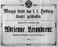Theaterzettel (Oper und Burgtheater in Wien) 18540909 Seite: 1
