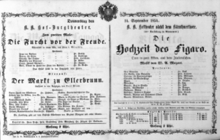 Theaterzettel (Oper und Burgtheater in Wien) 18540914 Seite: 1