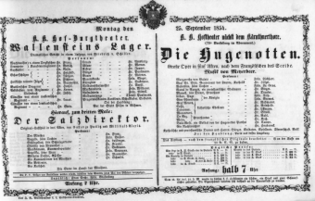 Theaterzettel (Oper und Burgtheater in Wien) 18540925 Seite: 1