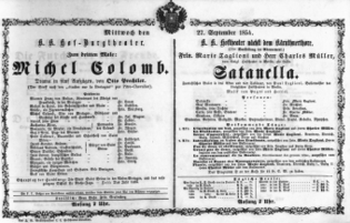 Theaterzettel (Oper und Burgtheater in Wien) 18540927 Seite: 1
