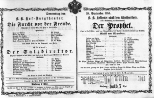 Theaterzettel (Oper und Burgtheater in Wien) 18540928 Seite: 1