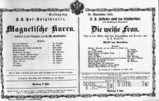 Theaterzettel (Oper und Burgtheater in Wien) 18540929 Seite: 1