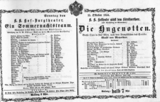 Theaterzettel (Oper und Burgtheater in Wien) 18541015 Seite: 1