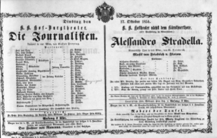 Theaterzettel (Oper und Burgtheater in Wien) 18541017 Seite: 1