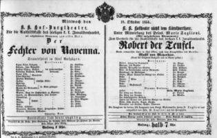 Theaterzettel (Oper und Burgtheater in Wien) 18541018 Seite: 1