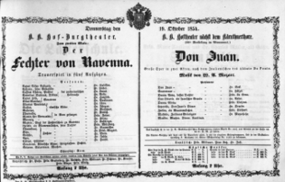 Theaterzettel (Oper und Burgtheater in Wien) 18541019 Seite: 1