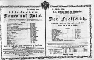 Theaterzettel (Oper und Burgtheater in Wien) 18541021 Seite: 1