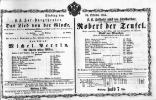 Theaterzettel (Oper und Burgtheater in Wien) 18541024 Seite: 1
