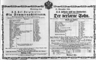 Theaterzettel (Oper und Burgtheater in Wien) 18541112 Seite: 1
