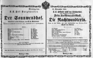 Theaterzettel (Oper und Burgtheater in Wien) 18541113 Seite: 1