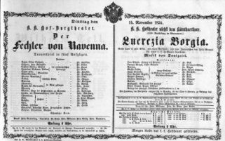 Theaterzettel (Oper und Burgtheater in Wien) 18541114 Seite: 1