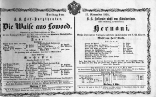 Theaterzettel (Oper und Burgtheater in Wien) 18541117 Seite: 1
